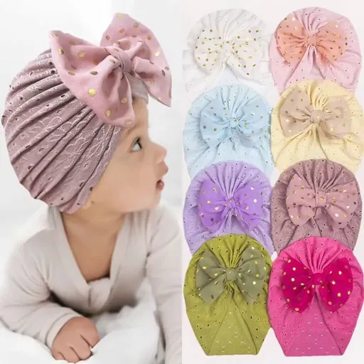 Baby Girl Cap With Bowknot Ribbon (1 pc)